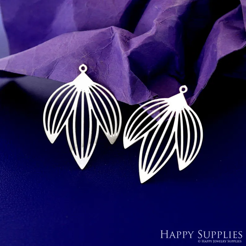 Stainless Steel Jewelry Charms, Raw Brass Charms, Leaves Charms, Earrings Findings, Stainless Steel Silver Jewelry Pendants, Brass Jewelry Findings, Stainless Steel Pendants Jewelry Wholesale (D2858)