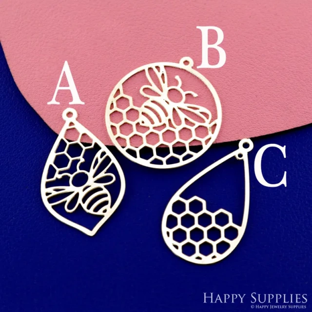 Stainless Steel Jewelry Charms, Raw Brass Charms,Bee Charms, Earrings Findings, Stainless Steel Silver Jewelry Pendants, Brass Jewelry Findings, Stainless Steel Pendants Jewelry Wholesale (D2892)