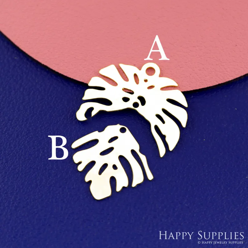 Stainless Steel Jewelry Charms, Raw Brass Charms,Monstera Leaf Charms, Earrings Findings, Stainless Steel Silver Jewelry Pendants, Brass Jewelry Findings, Stainless Steel Pendants Jewelry Wholesale (D2893)