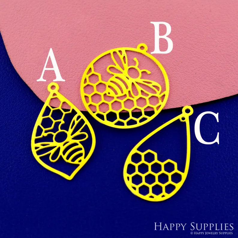 Stainless Steel Jewelry Charms, Raw Brass Charms,Bee Charms, Earrings Findings, Stainless Steel Silver Jewelry Pendants, Brass Jewelry Findings, Stainless Steel Pendants Jewelry Wholesale (D2892)