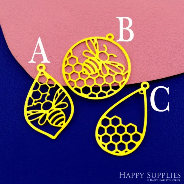 Stainless Steel Jewelry Charms, Raw Brass Charms,Bee Charms, Earrings Findings, Stainless Steel Silver Jewelry Pendants, Brass Jewelry Findings, Stainless Steel Pendants Jewelry Wholesale (D2892)