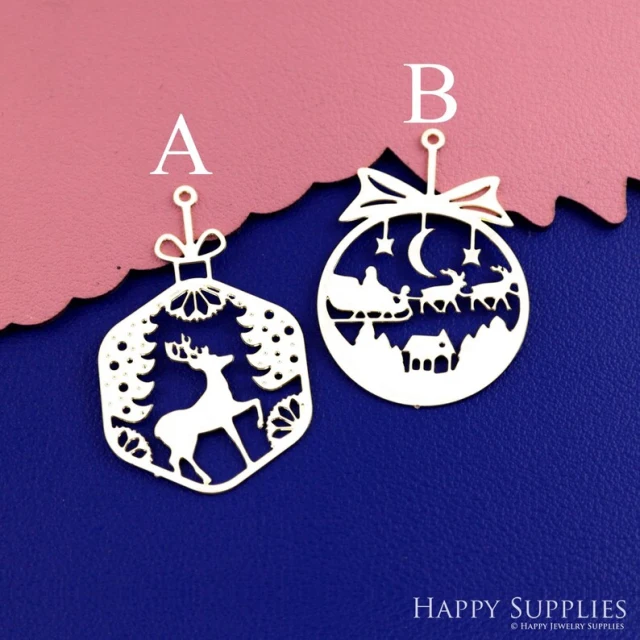 Stainless Steel Jewelry Charms, Raw Brass Charms,Christmas gift Charms, Earrings Findings, Stainless Steel Silver Jewelry Pendants, Brass Jewelry Findings, Stainless Steel Pendants Jewelry Wholesale (D2860)