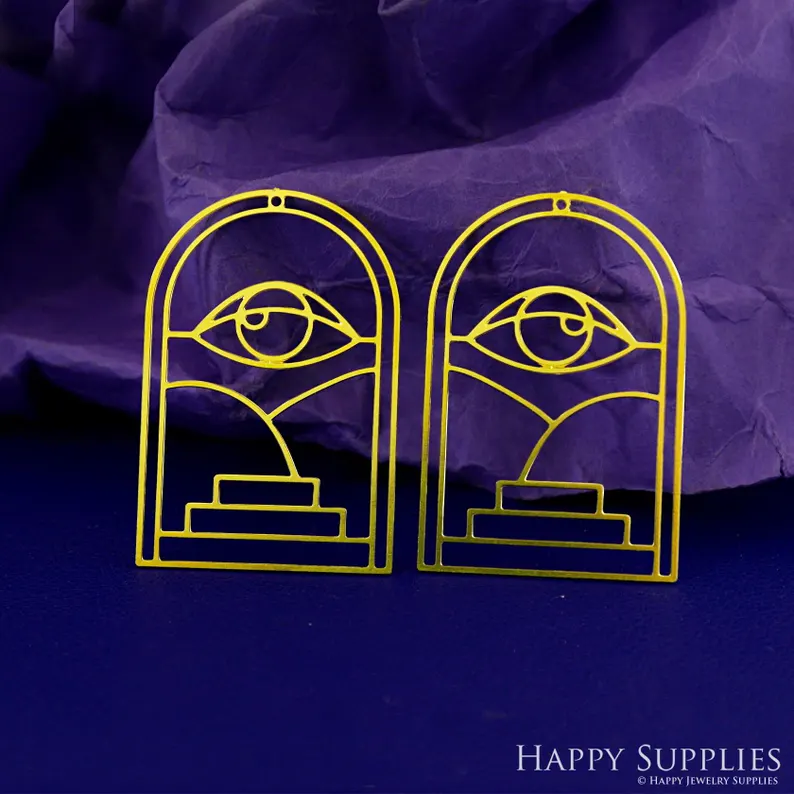 Stainless Steel Jewelry Charms, Raw Brass Charms, Eyes Geometric Charms, Earrings Findings, Stainless Steel Silver Jewelry Pendants, Brass Jewelry Findings, Stainless Steel Pendants Jewelry Wholesale (D2908)