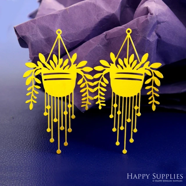 Stainless Steel Jewelry Charms, Raw Brass Charms,Potted Plant Charms, Earrings Findings, Wolf Stainless Steel Silver Jewelry Pendants, Brass Jewelry Findings, Stainless Steel Pendants Jewelry Wholesale (D2882)