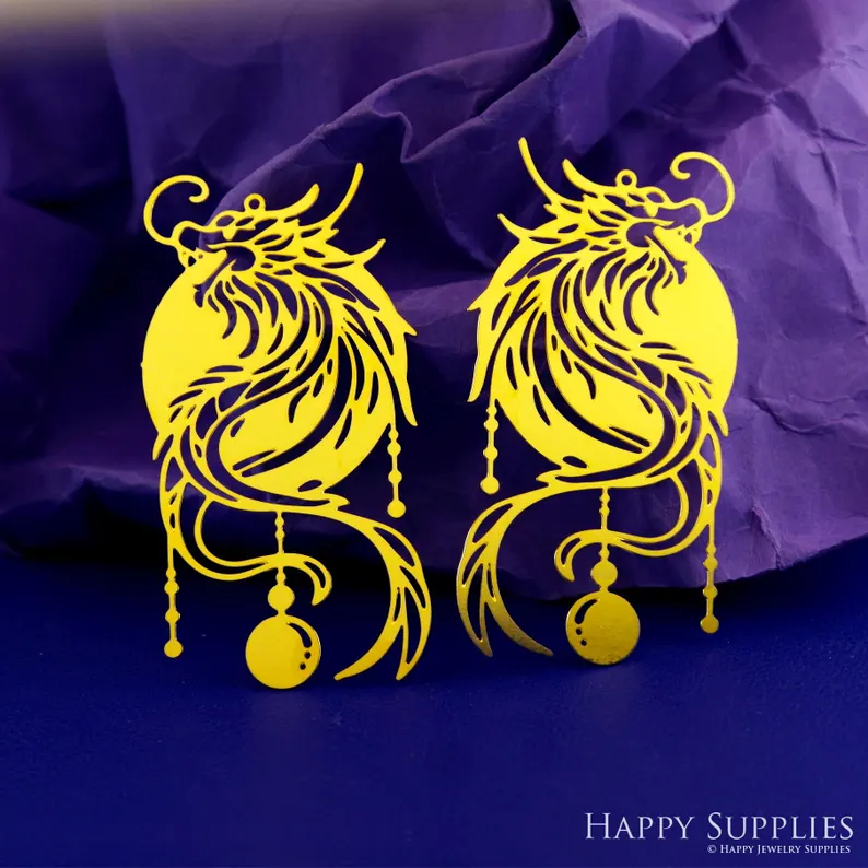 Stainless Steel Jewelry Charms, Raw Brass Charms,Dragon Charms, Earrings Findings, Stainless Steel Silver Jewelry Pendants, Brass Jewelry Findings, Stainless Steel Pendants Jewelry Wholesale (D2909)