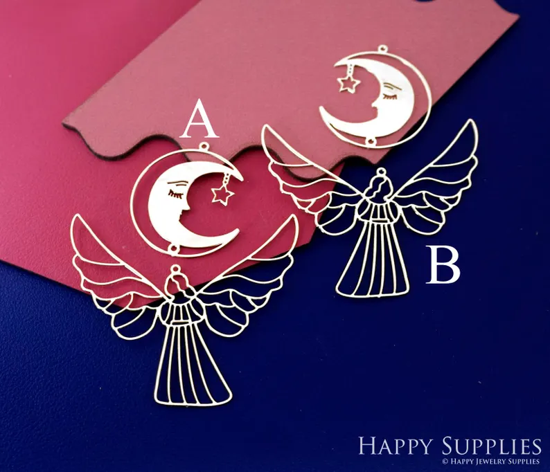 Stainless Steel Jewelry Charms, Raw Brass Charms,Angel Charms, Earrings Findings, Stainless Steel Silver Jewelry Pendants, Brass Jewelry Findings, Stainless Steel Pendants Jewelry Wholesale (D2913)
