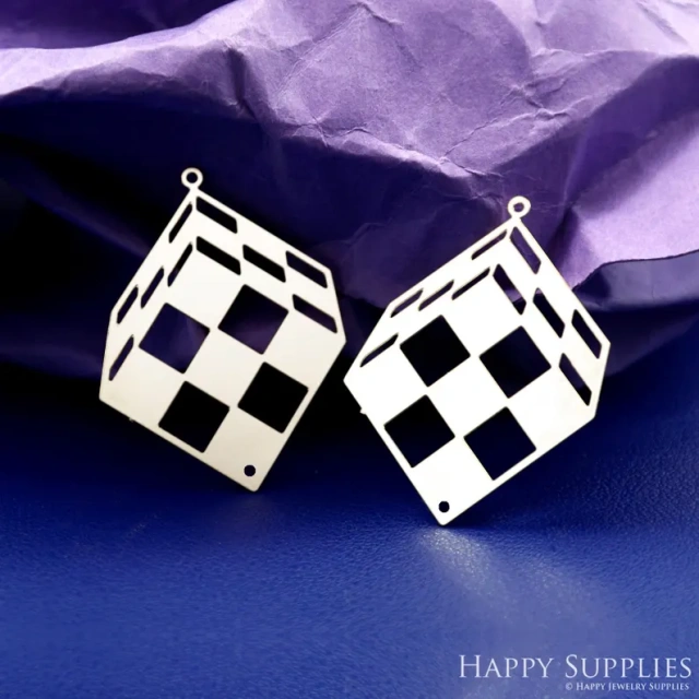 Stainless Steel Jewelry Charms, Raw Brass Charms, Dice Charms, Earrings Findings, Wolf Stainless Steel Silver Jewelry Pendants, Brass Jewelry Findings, Stainless Steel Pendants Jewelry Wholesale (D2917)