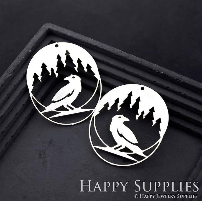 Stainless Steel Jewelry Charms, Raw Brass Charms, Hollow Bird Charms, Earrings Findings, Stainless Steel Silver Jewelry Pendants, Brass Jewelry Findings, Stainless Steel Pendants Jewelry Wholesale (D1751)