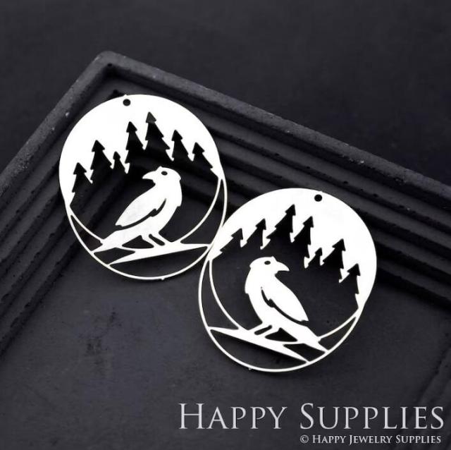 Stainless Steel Jewelry Charms, Raw Brass Charms, Hollow Bird Charms, Earrings Findings, Stainless Steel Silver Jewelry Pendants, Brass Jewelry Findings, Stainless Steel Pendants Jewelry Wholesale (D1751)