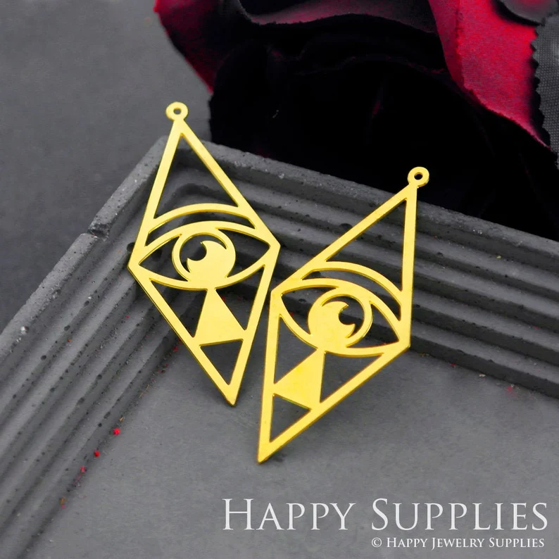 Stainless Steel Jewelry Charms, Raw Brass Charms,  Eyes Diamond Geometric Charms, Earrings Findings, Stainless Steel Silver Jewelry Pendants, Brass Jewelry Findings, Stainless Steel Pendants Jewelry Wholesale (D605)