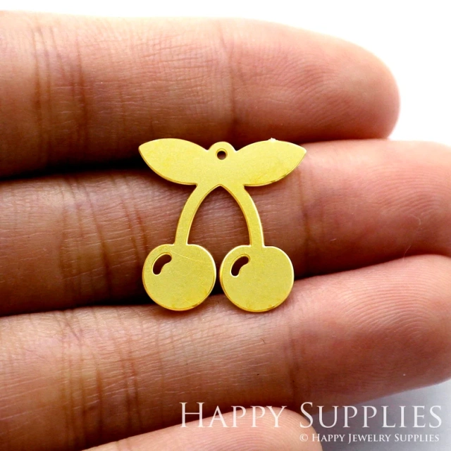 Stainless Steel Jewelry Charms, Raw Brass Charms, Cherry Charms, Earrings Findings, Stainless Steel Silver Jewelry Pendants, Brass Jewelry Findings, Stainless Steel Pendants Jewelry Wholesale (D1110)
