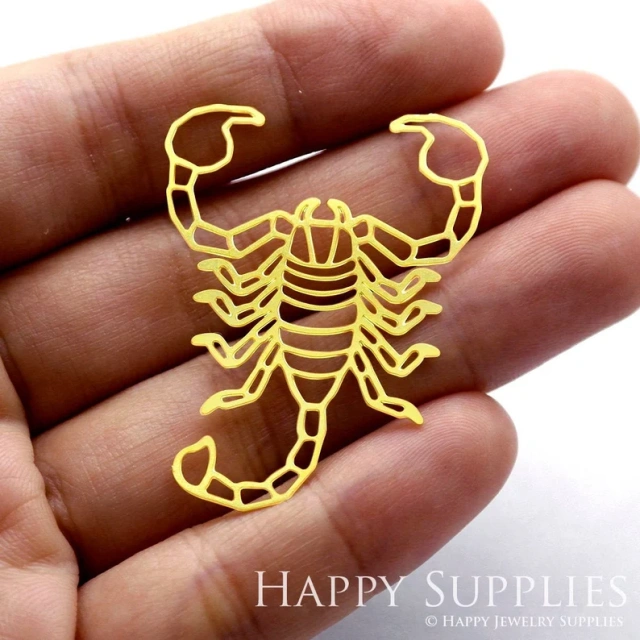 Stainless Steel Jewelry Charms, Raw Brass Charms, Geometric Scorpion Charms, Earrings Findings, Stainless Steel Silver Jewelry Pendants, Brass Jewelry Findings, Stainless Steel Pendants Jewelry Wholesale (D1298)