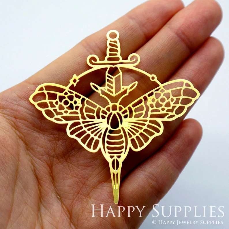 Stainless Steel Jewelry Charms, Raw Brass Charms, Geometric Moth Charms, Earrings Findings, Stainless Steel Silver Jewelry Pendants, Brass Jewelry Findings, Stainless Steel Pendants Jewelry Wholesale (D1612)