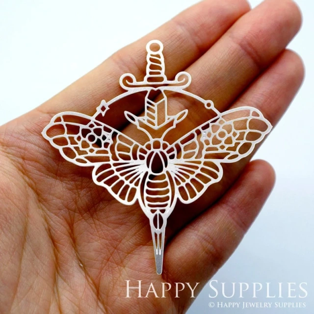 Stainless Steel Jewelry Charms, Raw Brass Charms, Geometric Moth Charms, Earrings Findings, Stainless Steel Silver Jewelry Pendants, Brass Jewelry Findings, Stainless Steel Pendants Jewelry Wholesale (D1612)