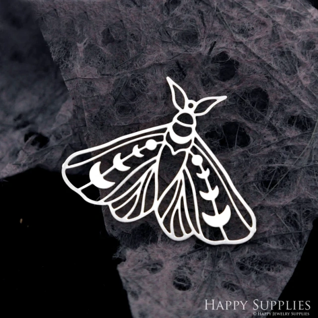 Stainless Steel Jewelry Charms, Raw Brass Charms, Moth Charms, Earrings Findings, Stainless Steel Silver Jewelry Pendants, Brass Jewelry Findings, Stainless Steel Pendants Jewelry Wholesale (D2020)