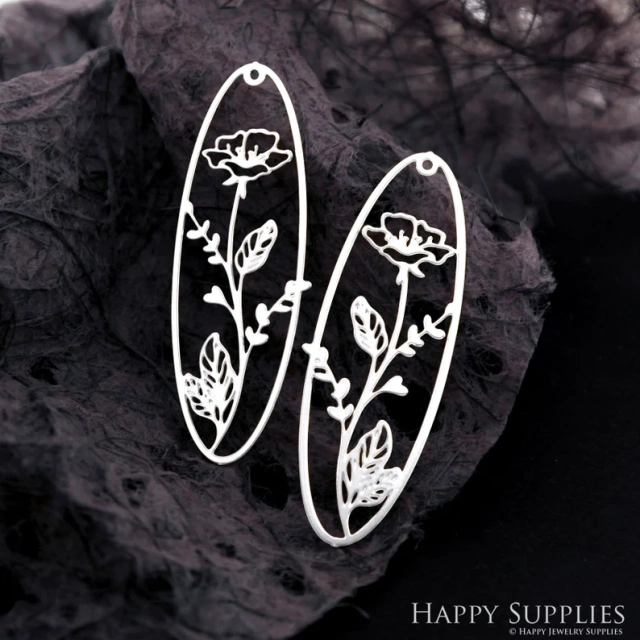 Stainless Steel Jewelry Charms, Raw Brass Charms, Flower Charms, Earrings Findings, Stainless Steel Silver Jewelry Pendants, Brass Jewelry Findings, Stainless Steel Pendants Jewelry Wholesale (D2071)