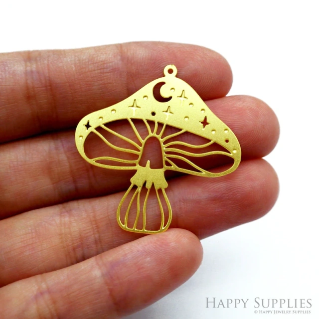Stainless Steel Jewelry Charms, Raw Brass Charms, Mushroom Charms, Earrings Findings, Stainless Steel Silver Jewelry Pendants, Brass Jewelry Findings, Stainless Steel Pendants Jewelry Wholesale (D2150)