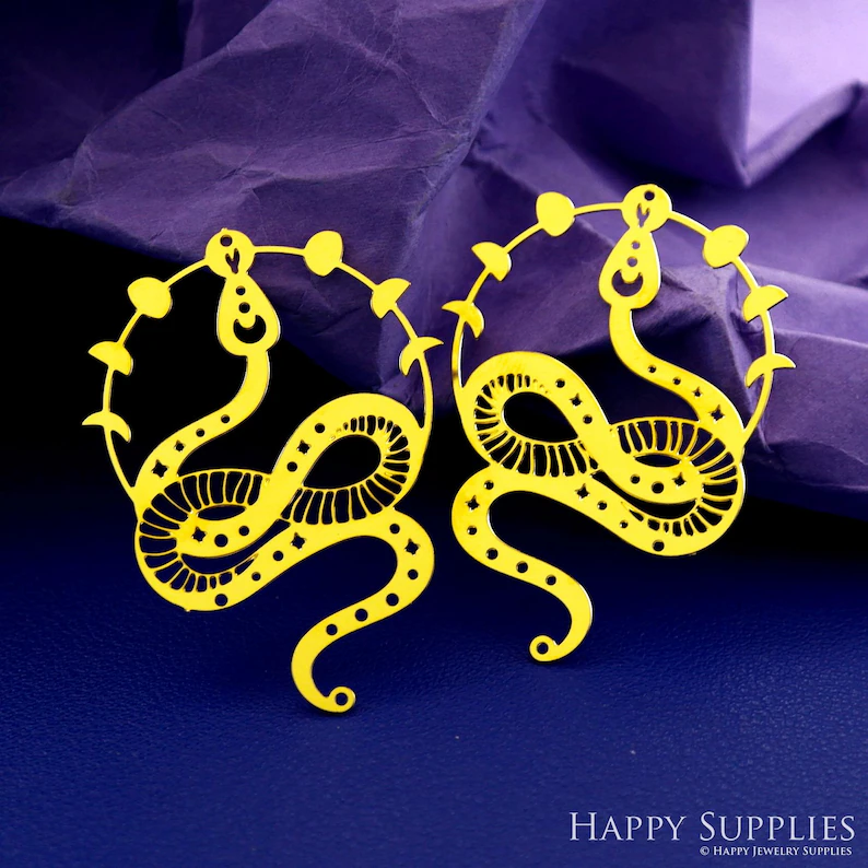 Stainless Steel Jewelry Charms, Raw Brass Charms, Snake Charms, Earrings Findings, Stainless Steel Silver Jewelry Pendants, Brass Jewelry Findings, Stainless Steel Pendants Jewelry Wholesale (D1758)