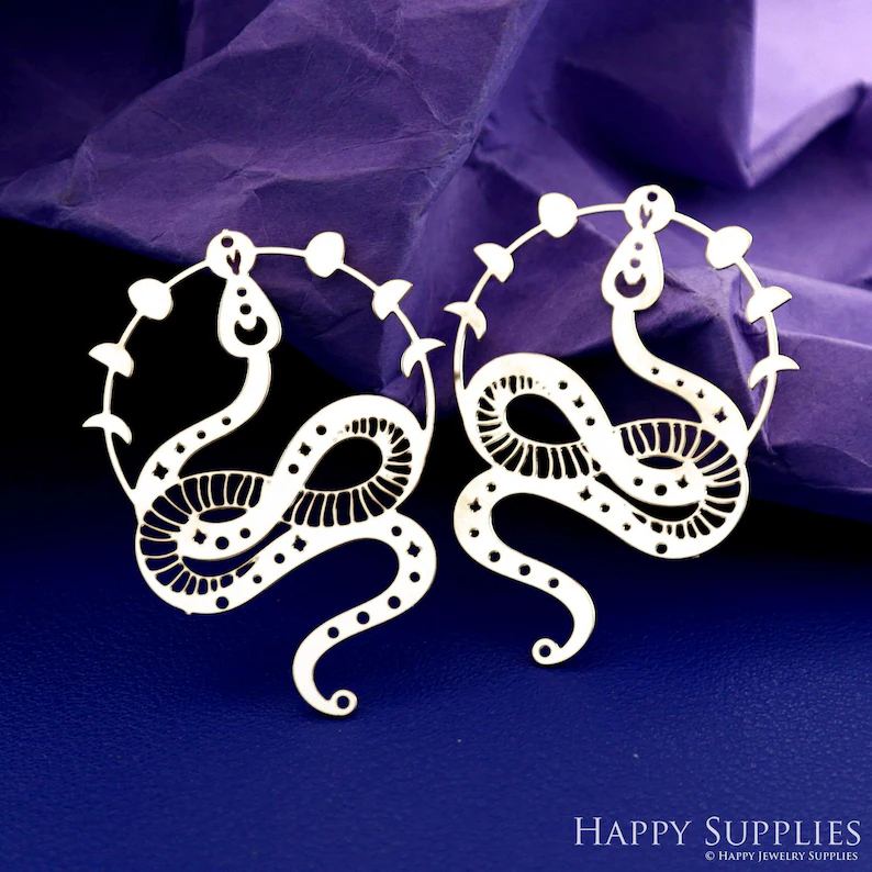 Stainless Steel Jewelry Charms, Raw Brass Charms, Snake Charms, Earrings Findings, Stainless Steel Silver Jewelry Pendants, Brass Jewelry Findings, Stainless Steel Pendants Jewelry Wholesale (D1758)