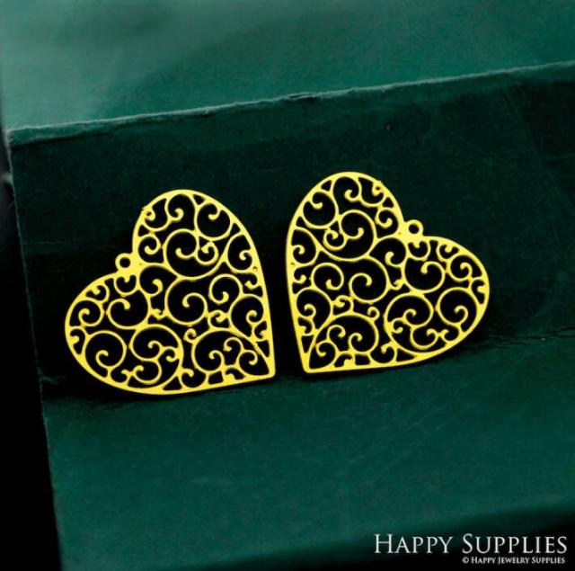 Stainless Steel Jewelry Charms, Raw Brass Charms, Heart Charms, Earrings Findings, Stainless Steel Silver Jewelry Pendants, Brass Jewelry Findings, Stainless Steel Pendants Jewelry Wholesale (D2590)