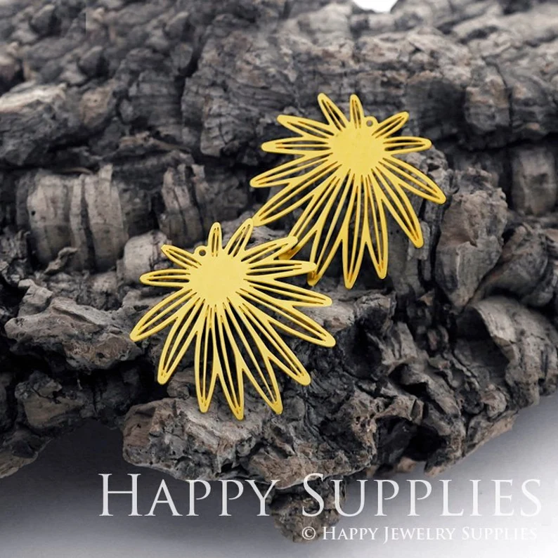Stainless Steel Jewelry Charms, Raw Brass Charms, Creative Flower Charms, Earrings Findings, Stainless Steel Silver Jewelry Pendants, Brass Jewelry Findings, Stainless Steel Pendants Jewelry Wholesale (D468)