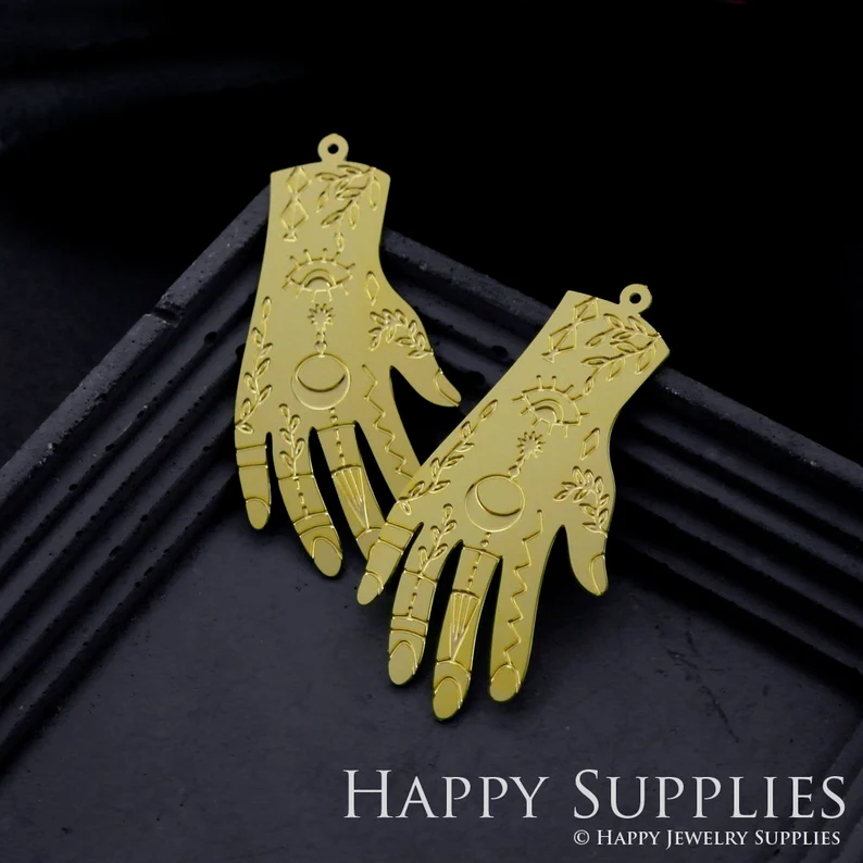 Stainless Steel Jewelry Charms, Raw Brass Charms, Hand Charms, Earrings Findings, Stainless Steel Silver Jewelry Pendants, Brass Jewelry Findings, Stainless Steel Pendants Jewelry Wholesale (D921)