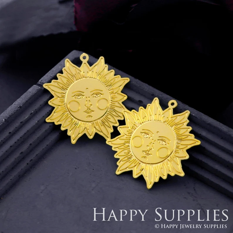 Stainless Steel Jewelry Charms, Raw Brass Charms, Geometric Sun Charms, Earrings Findings, Stainless Steel Silver Jewelry Pendants, Brass Jewelry Findings, Stainless Steel Pendants Jewelry Wholesale (D931)