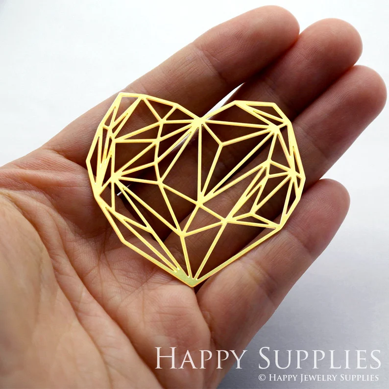 Stainless Steel Jewelry Charms, Raw Brass Charms, Heart Diamond Charms, Earrings Findings, Stainless Steel Silver Jewelry Pendants, Brass Jewelry Findings, Stainless Steel Pendants Jewelry Wholesale (D001)
