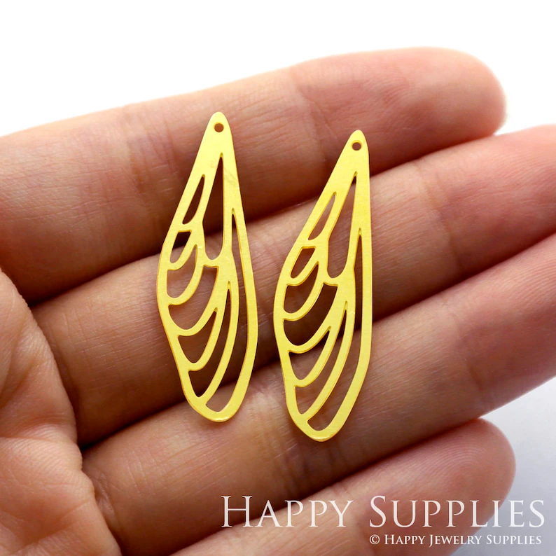 Stainless Steel Jewelry Charms, Raw Brass Charms, Dragonfly Wing Charms, Earrings Findings, Stainless Steel Silver Jewelry Pendants, Brass Jewelry Findings, Stainless Steel Pendants Jewelry Wholesale (D201)