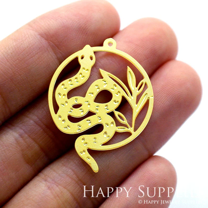 Stainless Steel Jewelry Charms, Raw Brass Charms, Snake Charms, Earrings Findings, Stainless Steel Silver Jewelry Pendants, Brass Jewelry Findings, Stainless Steel Pendants Jewelry Wholesale (D1344)