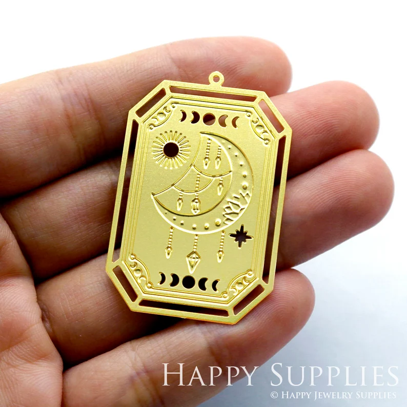 Stainless Steel Jewelry Charms, Raw Brass Charms, Moon Charms, Earrings Findings, Stainless Steel Silver Jewelry Pendants, Brass Jewelry Findings, Stainless Steel Pendants Jewelry Wholesale (D1349)