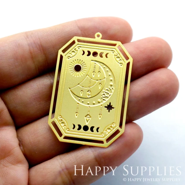 Stainless Steel Jewelry Charms, Raw Brass Charms, Moon Charms, Earrings Findings, Stainless Steel Silver Jewelry Pendants, Brass Jewelry Findings, Stainless Steel Pendants Jewelry Wholesale (D1349)