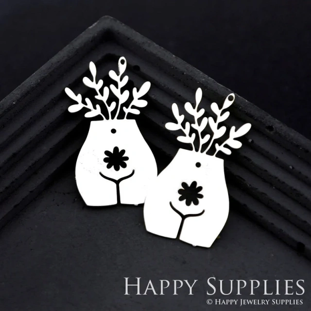 Stainless Steel Jewelry Charms, Raw Brass Charms, Leaves Charms, Earrings Findings, Stainless Steel Silver Jewelry Pendants, Brass Jewelry Findings, Stainless Steel Pendants Jewelry Wholesale (D1889)