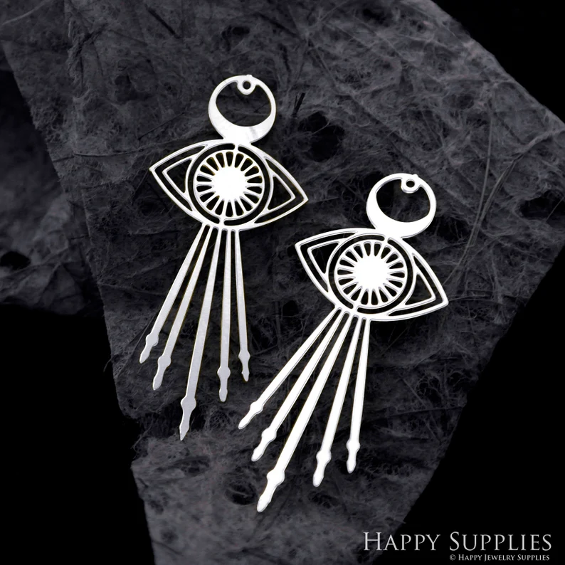 Stainless Steel Jewelry Charms, Raw Brass Charms, Eye shape Charms, Earrings Findings, Stainless Steel Silver Jewelry Pendants, Brass Jewelry Findings, Stainless Steel Pendants Jewelry Wholesale (D2028)
