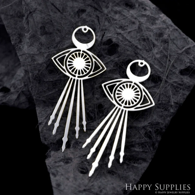 Stainless Steel Jewelry Charms, Raw Brass Charms, Eye shape Charms, Earrings Findings, Stainless Steel Silver Jewelry Pendants, Brass Jewelry Findings, Stainless Steel Pendants Jewelry Wholesale (D2028)
