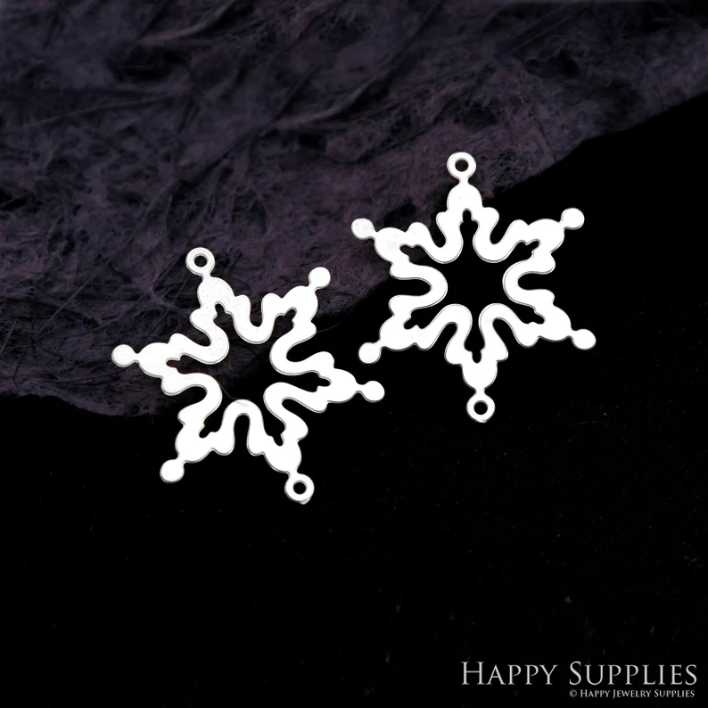 Stainless Steel Jewelry Charms, Raw Brass Charms, Snowflake Charms, Earrings Findings, Stainless Steel Silver Jewelry Pendants, Brass Jewelry Findings, Stainless Steel Pendants Jewelry Wholesale (D2087)
