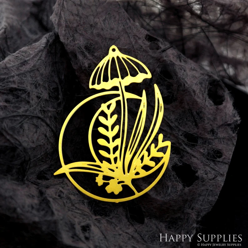 Stainless Steel Jewelry Charms, Raw Brass Charms, Mushroom Charms, Earrings Findings, Stainless Steel Silver Jewelry Pendants, Brass Jewelry Findings, Stainless Steel Pendants Jewelry Wholesale (D2078)