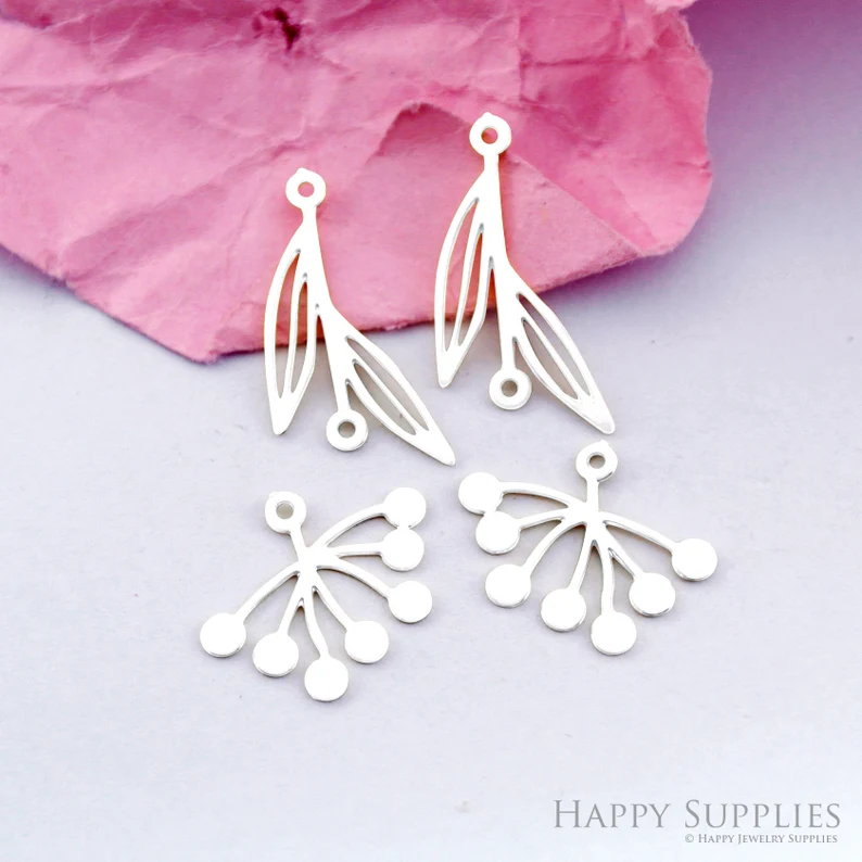 4pcs/set Stainless Steel Jewelry Charms, Raw Brass Charms, Flower Charms, Earrings Findings, Stainless Steel Silver Jewelry Pendants, Brass Jewelry Findings, Stainless Steel Pendants Jewelry Wholesale (D2207)