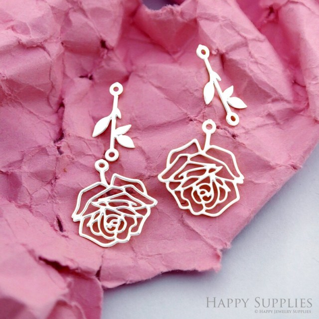 4pcs(1set) Stainless Steel Jewelry Charms, Raw Brass Charms, Flower Charms, Earrings Findings, Stainless Steel Silver Jewelry Pendants, Brass Jewelry Findings, Stainless Steel Pendants Jewelry Wholesale (D2233)