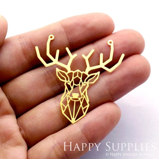 Stainless Steel Jewelry Charms, Raw Brass Charms, Christmas Deer Charms, Earrings Findings, Stainless Steel Silver Jewelry Pendants, Brass Jewelry Findings, Stainless Steel Pendants Jewelry Wholesale (D658)