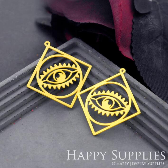 Stainless Steel Jewelry Charms, Raw Brass Charms, Eye Diamond Geometric Charms, Earrings Findings, Stainless Steel Silver Jewelry Pendants, Brass Jewelry Findings, Stainless Steel Pendants Jewelry Wholesale (D592)