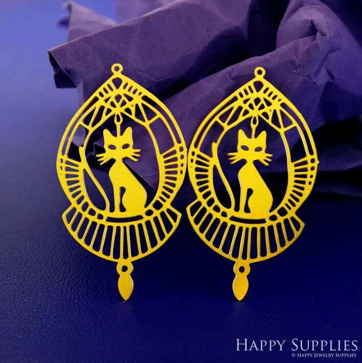 Stainless Steel Jewelry Charms, Raw Brass Charms, Cat Charms, Earrings Findings, Stainless Steel Silver Jewelry Pendants, Brass Jewelry Findings, Stainless Steel Pendants Jewelry Wholesale (D2888)