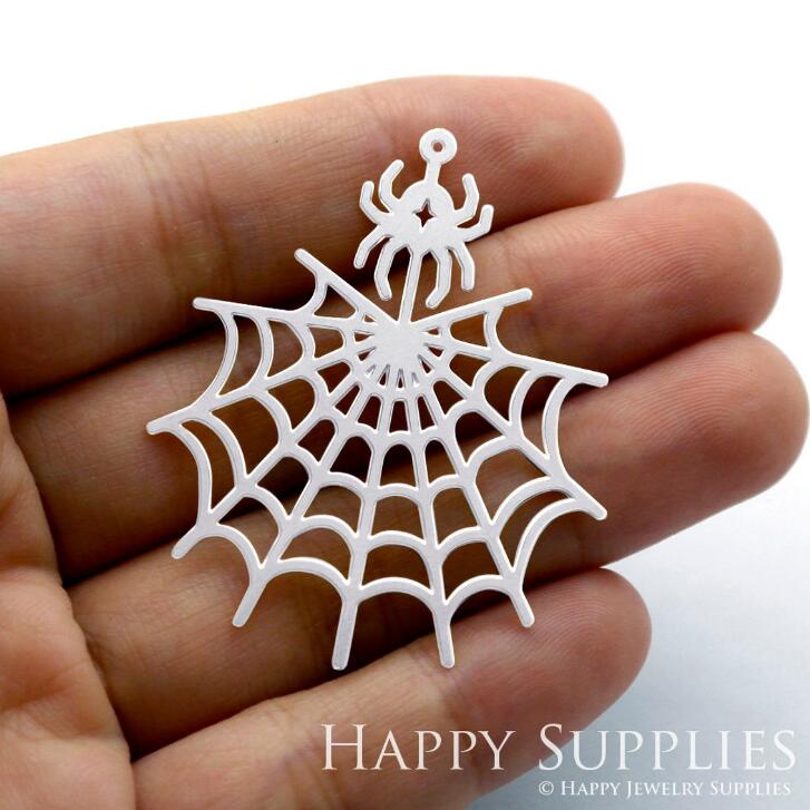 Stainless Steel Jewelry Charms, Raw Brass Charms, Spider web Charms, Earrings Findings, Stainless Steel Silver Jewelry Pendants, Brass Jewelry Findings, Stainless Steel Pendants Jewelry Wholesale (D1399)