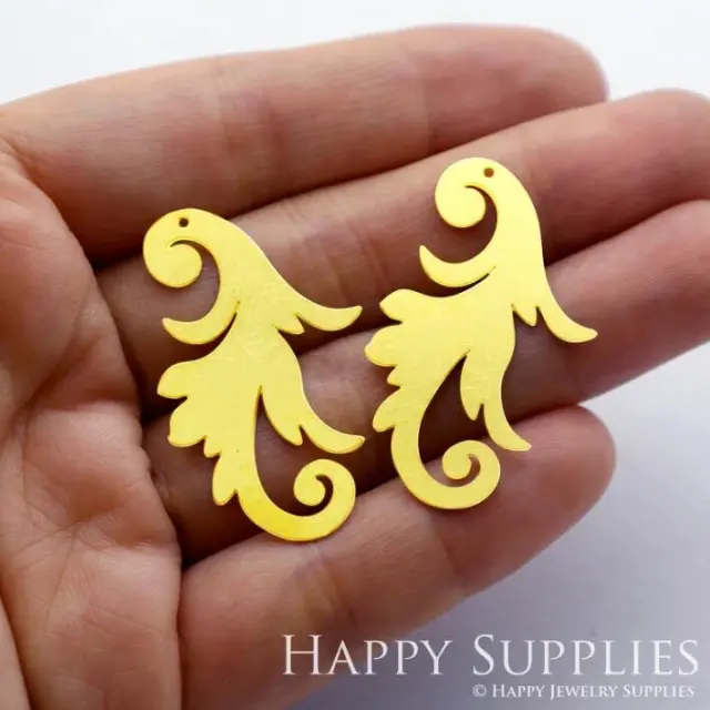 Stainless Steel Jewelry Charms, Raw Brass Charms, Phoenix Tail Charms, Earrings Findings, Stainless Steel Silver Jewelry Pendants, Brass Jewelry Findings, Stainless Steel Pendants Jewelry Wholesale (D269)