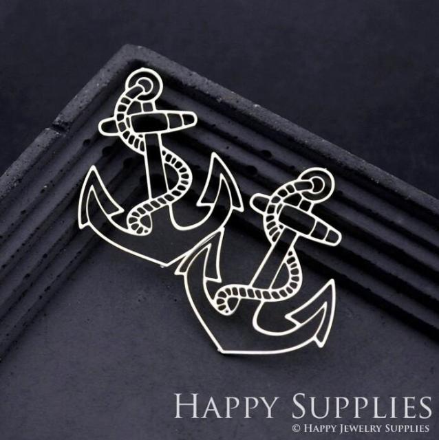 Stainless Steel Jewelry Charms, Raw Brass Charms, Anchor Charms, Earrings Findings, Stainless Steel Silver Jewelry Pendants, Brass Jewelry Findings, Stainless Steel Pendants Jewelry Wholesale (D1748)