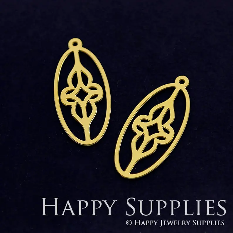Stainless Steel Jewelry Charms, Raw Brass Charms, Oval Flower Charms, Earrings Findings, Stainless Steel Silver Jewelry Pendants, Brass Jewelry Findings, Stainless Steel Pendants Jewelry Wholesale (D385)