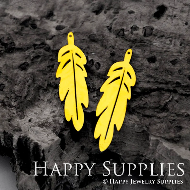 Stainless Steel Jewelry Charms, Raw Brass Charms, Feather Charms, Earrings Findings, Stainless Steel Silver Jewelry Pendants, Brass Jewelry Findings, Stainless Steel Pendants Jewelry Wholesale (D457)