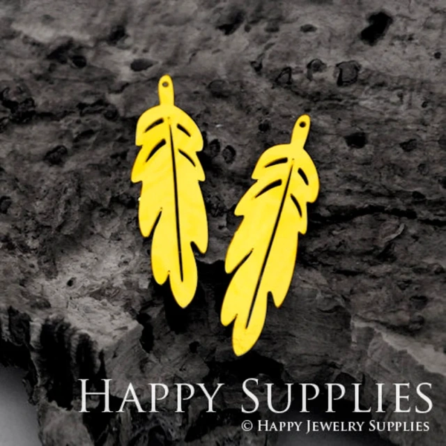 Stainless Steel Jewelry Charms, Raw Brass Charms, Feather Charms, Earrings Findings, Stainless Steel Silver Jewelry Pendants, Brass Jewelry Findings, Stainless Steel Pendants Jewelry Wholesale (D457)