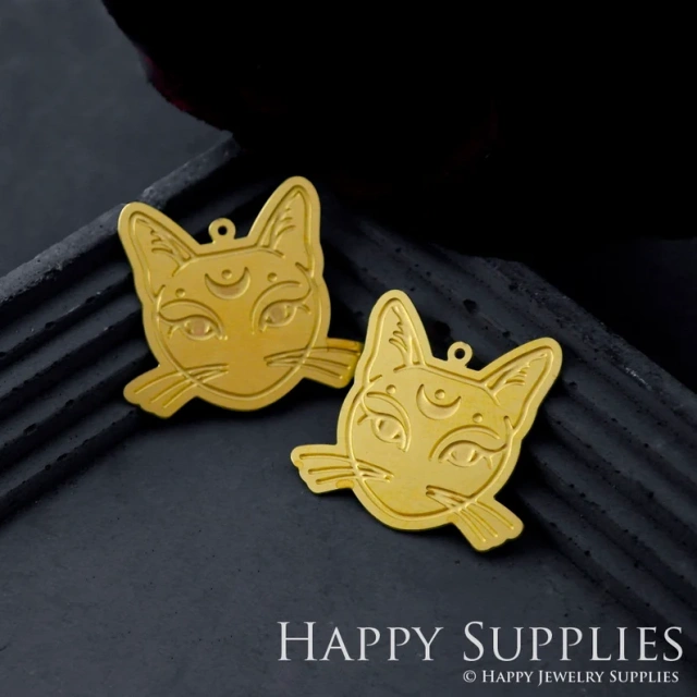Stainless Steel Jewelry Charms, Raw Brass Charms, Cat Charms, Earrings Findings, Stainless Steel Silver Jewelry Pendants, Brass Jewelry Findings, Stainless Steel Pendants Jewelry Wholesale (D934)