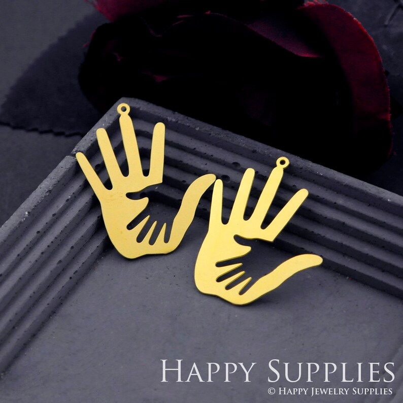 Stainless Steel Jewelry Charms, Raw Brass Charms, Hand Charms, Earrings Findings, Stainless Steel Silver Jewelry Pendants, Brass Jewelry Findings, Stainless Steel Pendants Jewelry Wholesale (D835)